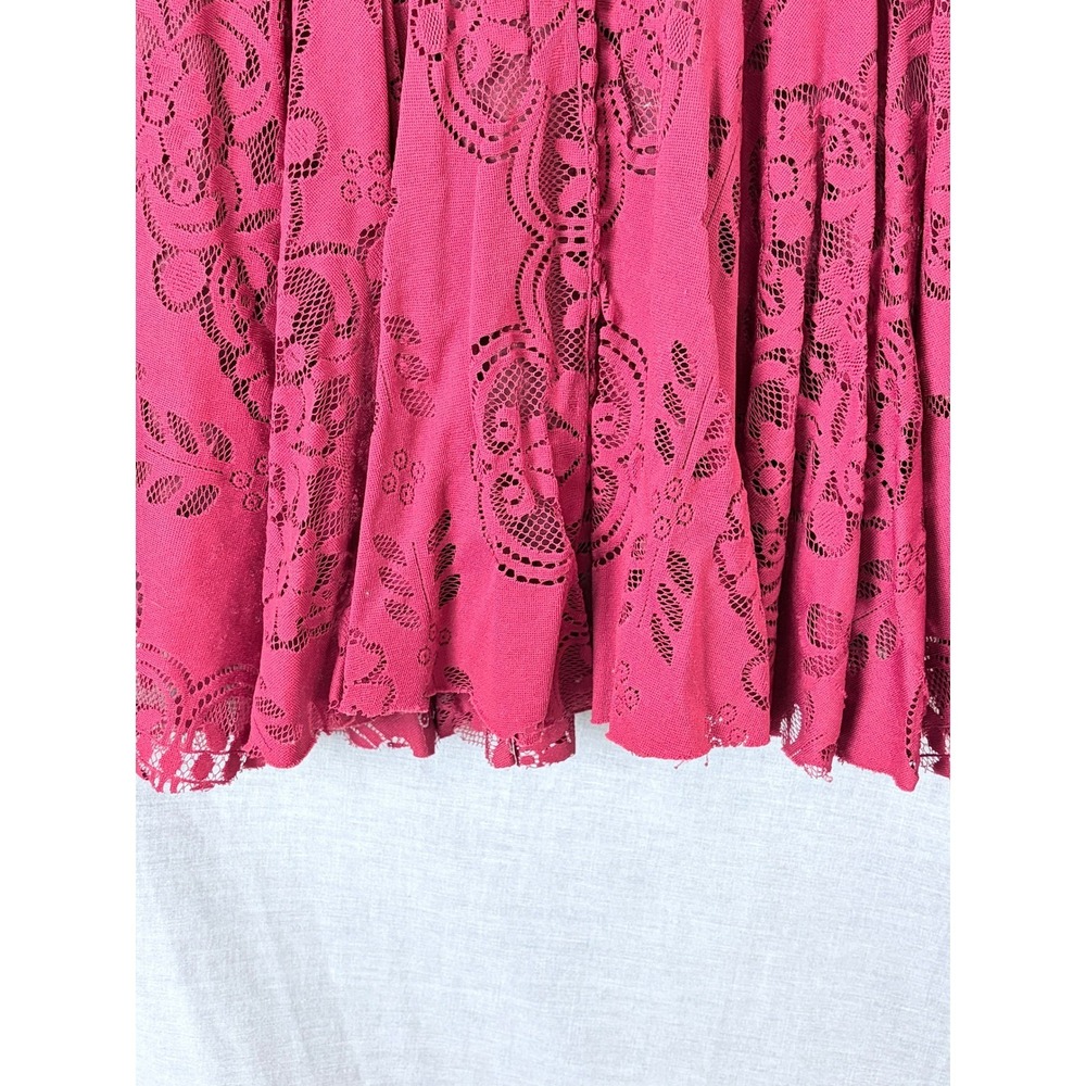 Free People Womens Floral Lace Bell Sleeve Open Back Mini Dress Red Size 2 - Picture 11 of 16